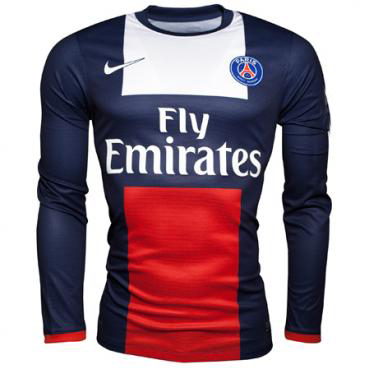 13-14 PSG Home Long Sleeve Soccer Jersey Shirt - Click Image to Close